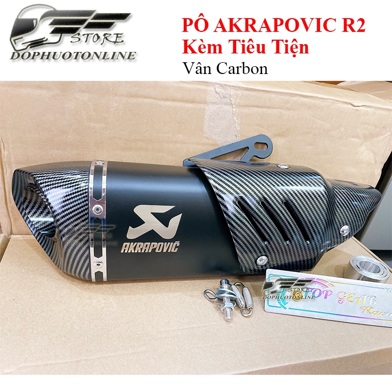MẪU MỚI Pô Akrapovic R2 Mới 2022 Kèm Tiêu Tiện CNC