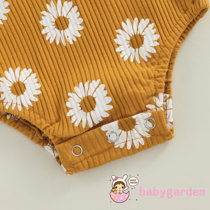 BABYGARDEN-0-24months Baby Girl Summer Romper, Sleeveless Spaghetti Strap Daisy Print One Piece Bodysuit