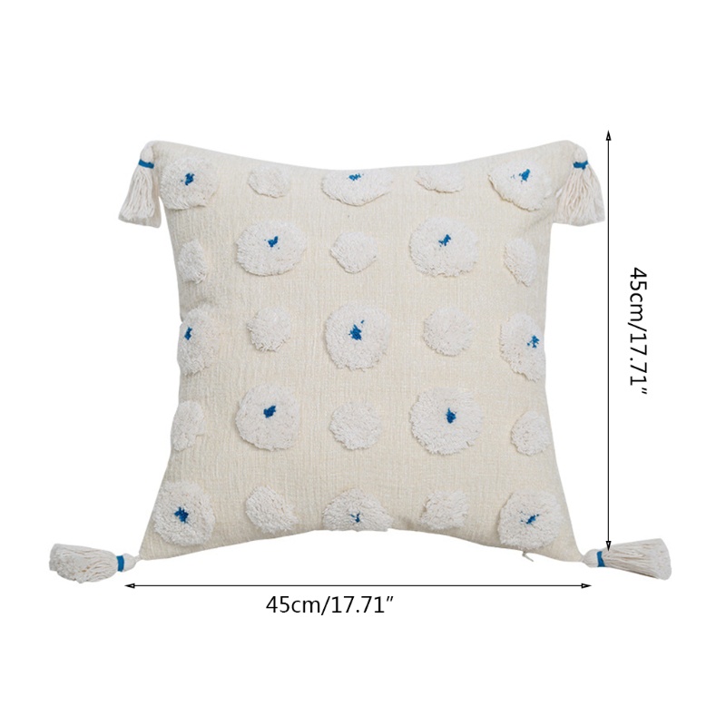 Xiangbao Vỏ Gối Hình Vuông / Tròn Họa Tiết Chấm Bi Phối Tua Rua Phong Cách Boho Bắc Âu