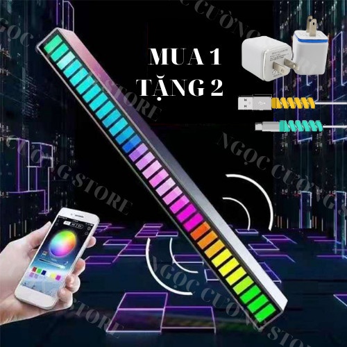 Thanh đèn led rgb nháy theo nhạc,16 TRIỆU MÀU ĐIỀU KHIỂN BẰNG APP TẶNG SẠC, đèn trang trí,decor phòng cảm biến âm thanh | BigBuy360 - bigbuy360.vn