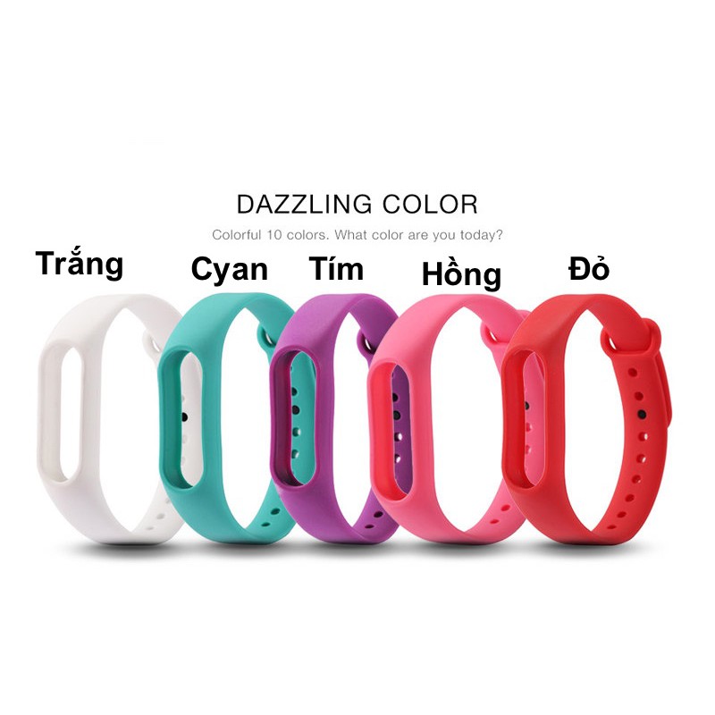 Dây đeo silicon miband 2 đủ màu + Tặng kèm 1 bộ dán màn hình cho Miband 2