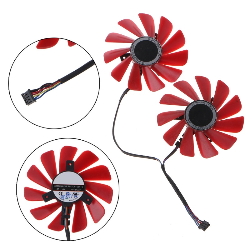 YXA 2PCS 85MM FDC10U12S9-C 4Pin 12V 0.45A VGA Fan Graphics Card Cooling Fan