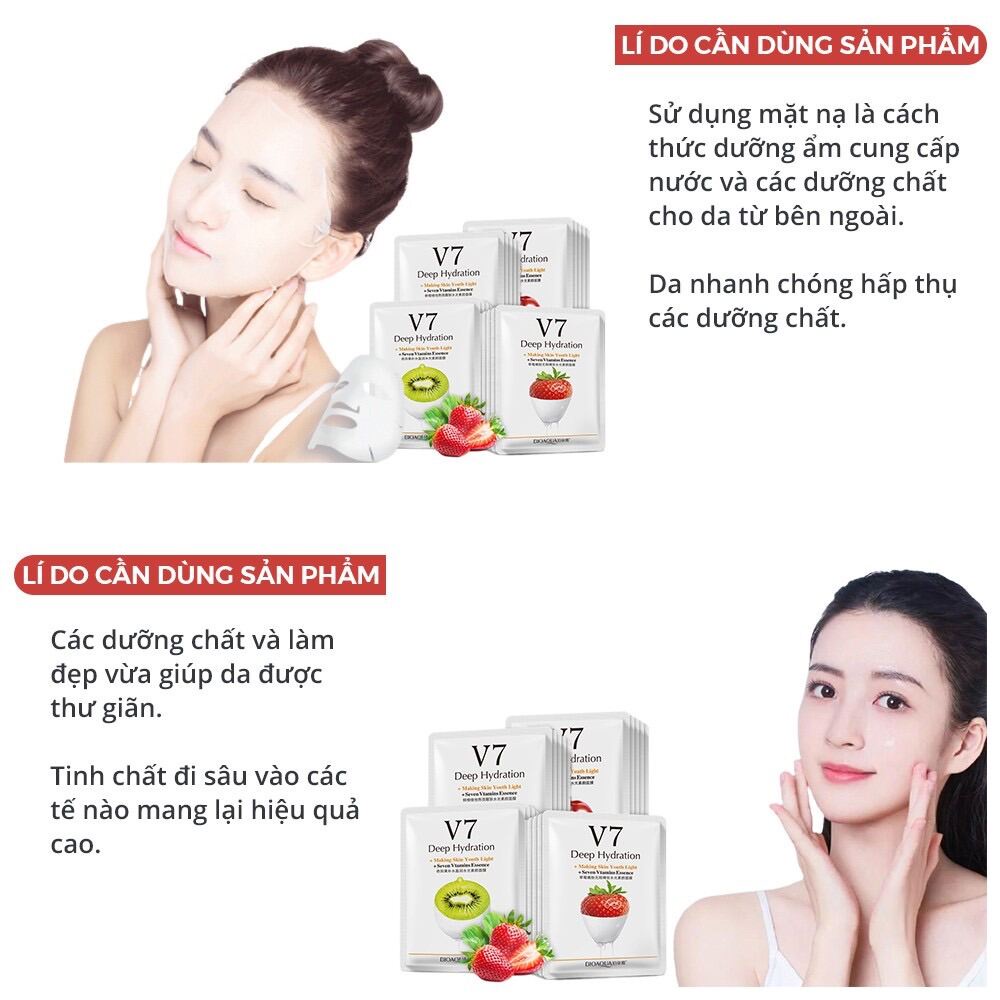 Mặt nạ giấy chống lão hóa dưỡng da trắng da dưỡng ẩm giảm mụn V7 Bioaqua LUVELA MN05