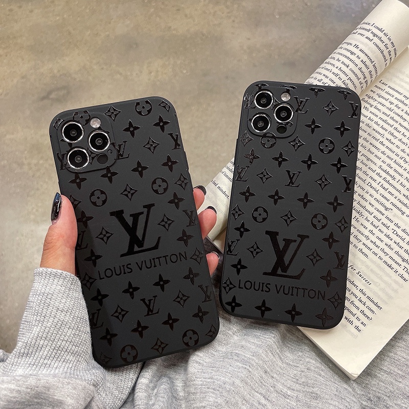 Ốp Điện Thoại TPU Silicone Mềm Nhám Họa Tiết Logo LV Cho iPhone 11 12 13 Pro Max 7 8 Plus X XR XS Max
