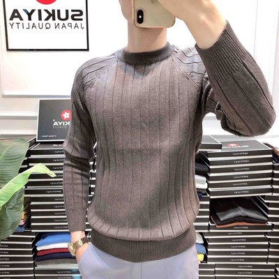 Áo len nam cổ tròn SUKIYA dáng Hàn Quốc Chất len lông cừu mềm mại AL05