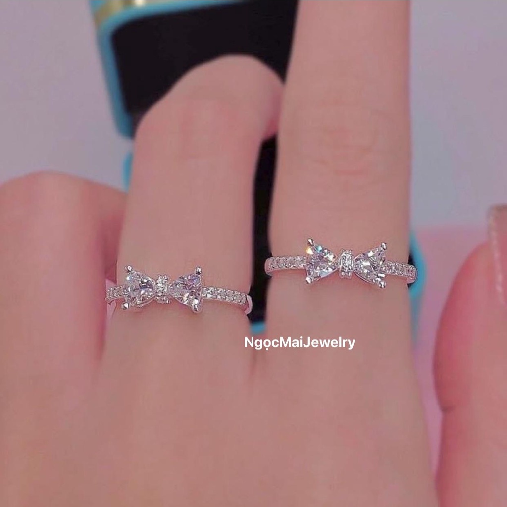 Nhẫn Nơ đính đá xinh xắn nhẹ nhàng Ngọc Mai Jewelry chuẩn bạc cao cấp
