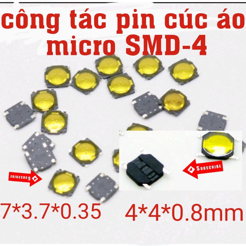 công tắc 4 pin smd 3.7x3.7x0.35mm và smd 4x4x0.8mm