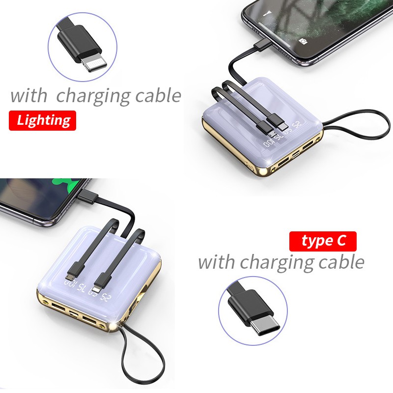 Dây Cáp Sạc Nhanh 7800 10000 20000mah Mini 2.1a Dành Cho Iphone Android Phone