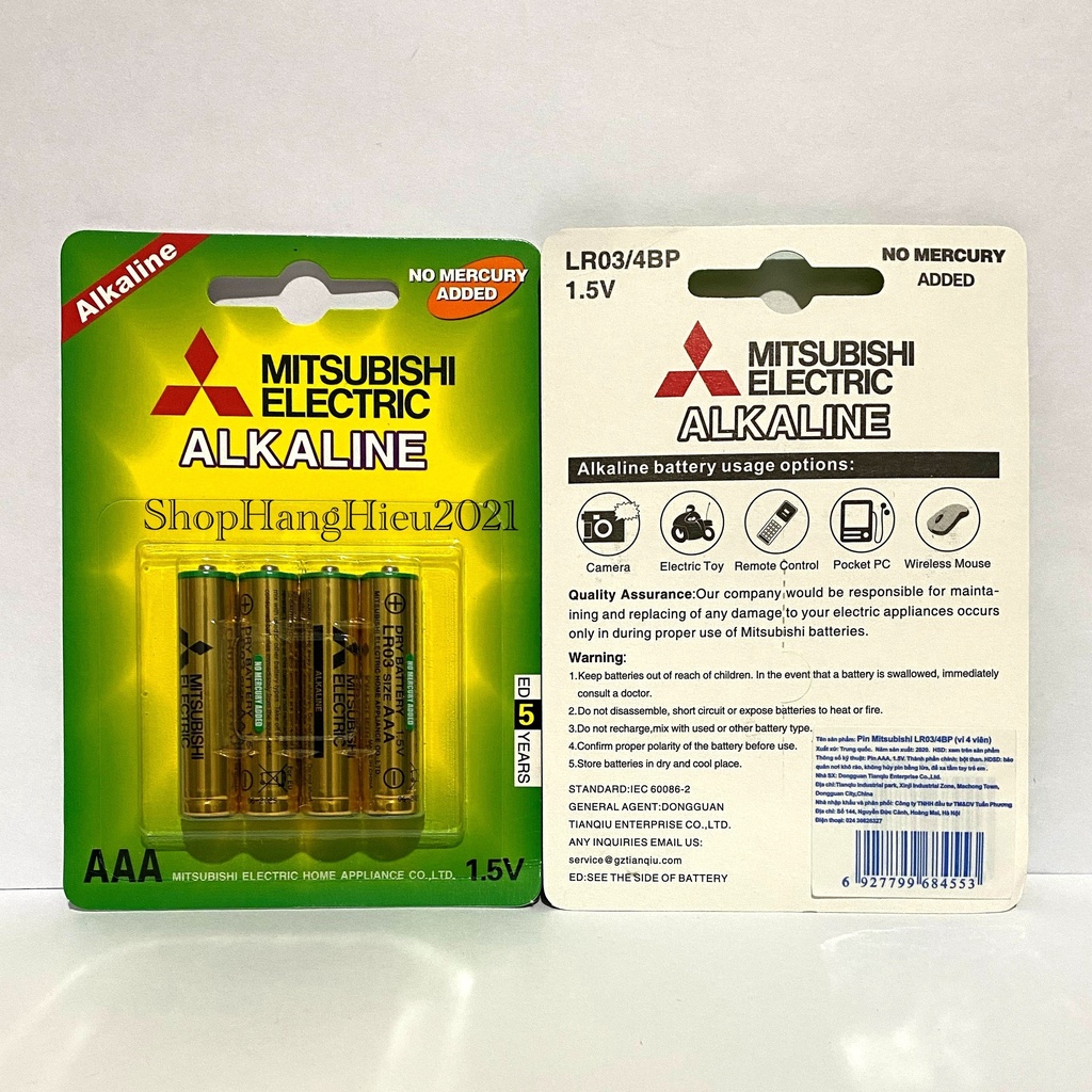 Pin AA AAA Mitsubishi Alkaline Dung Lượng Cao Hàng Chính Hãng Vỉ 4 Viên