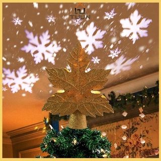 Hollow Star Christmas Tree Topper,LED Snowflake Rotating Projector Lights Decoration,for Christmas Tree Decoration [TUUN]