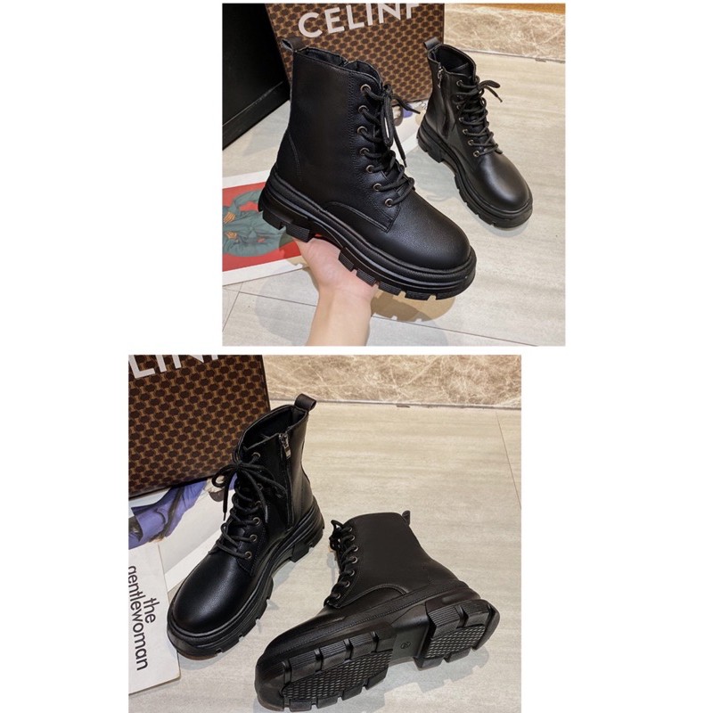 Giày boots nữ cổ thấp đế bằng cột dây (2 ảnh cuối là ảnh feedback)