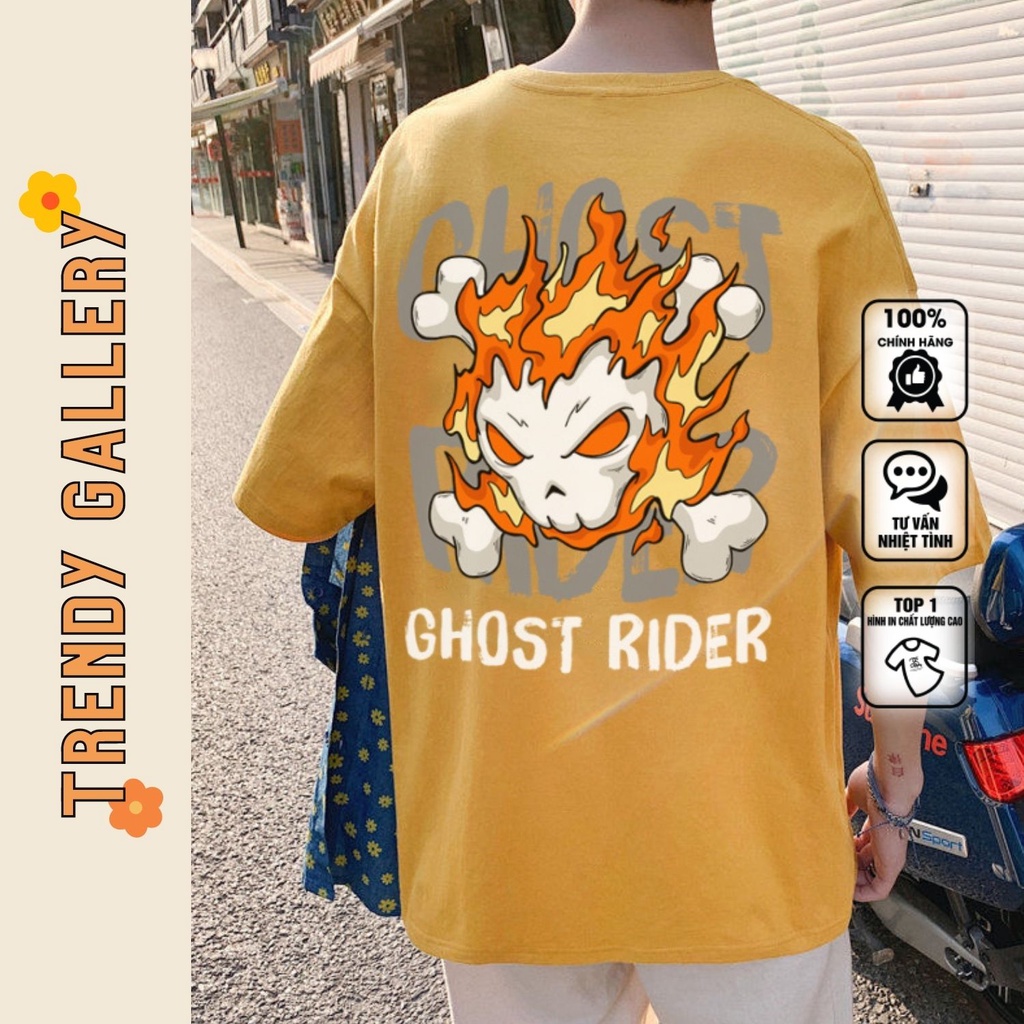 Áo Phông Cổ Tròn Cool Ngầu "Ghost Rider" Trendy Gallery, Áo Thun Tay Lỡ Form Rộng Nam Nữ TV5079 | BigBuy360 - bigbuy360.vn