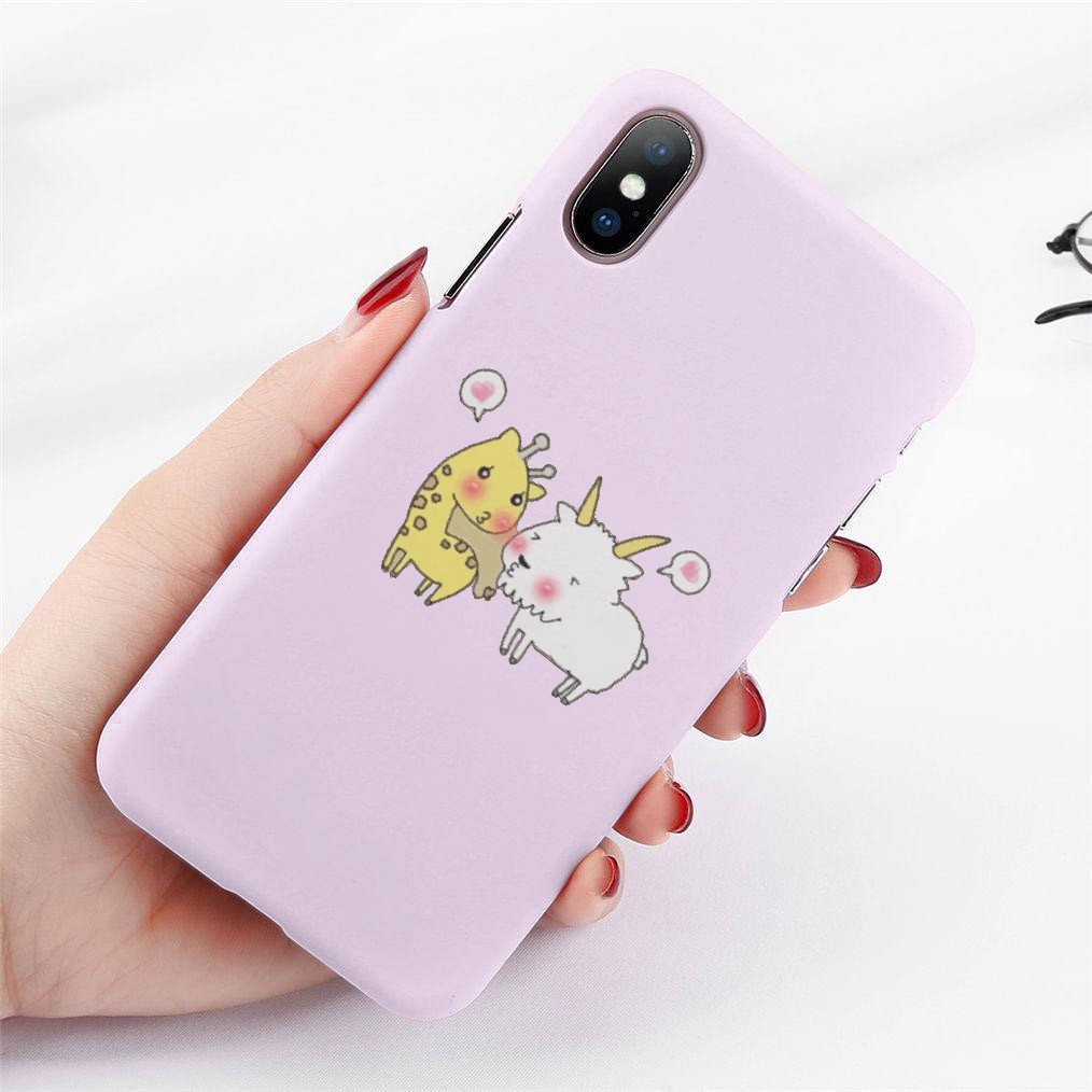 Ốp điện thoại hình Couple dê và hươu cao cổ thời trang đẹp mắt cho iPhone