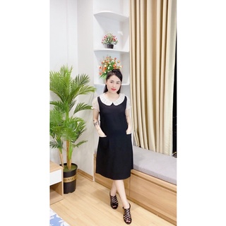 Váy bầu có cổ Thô đũi Hàn Quốc