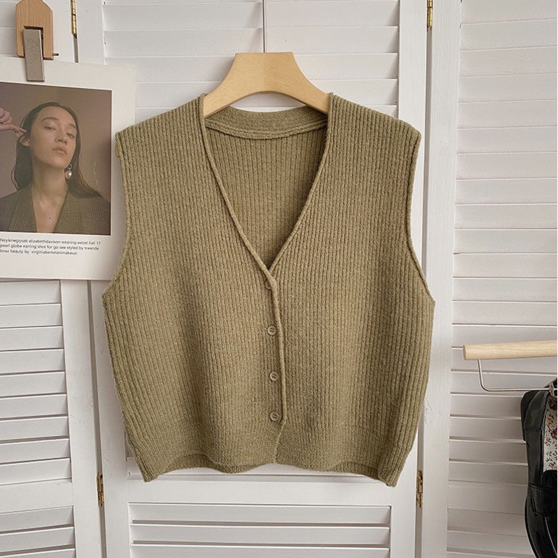 Áo Cardigan Dệt Kim Cổ Chữ V Màu Trơn Phong Cách Hàn Quốc Thời Trang Mùa Thu Mới Cho Nữ