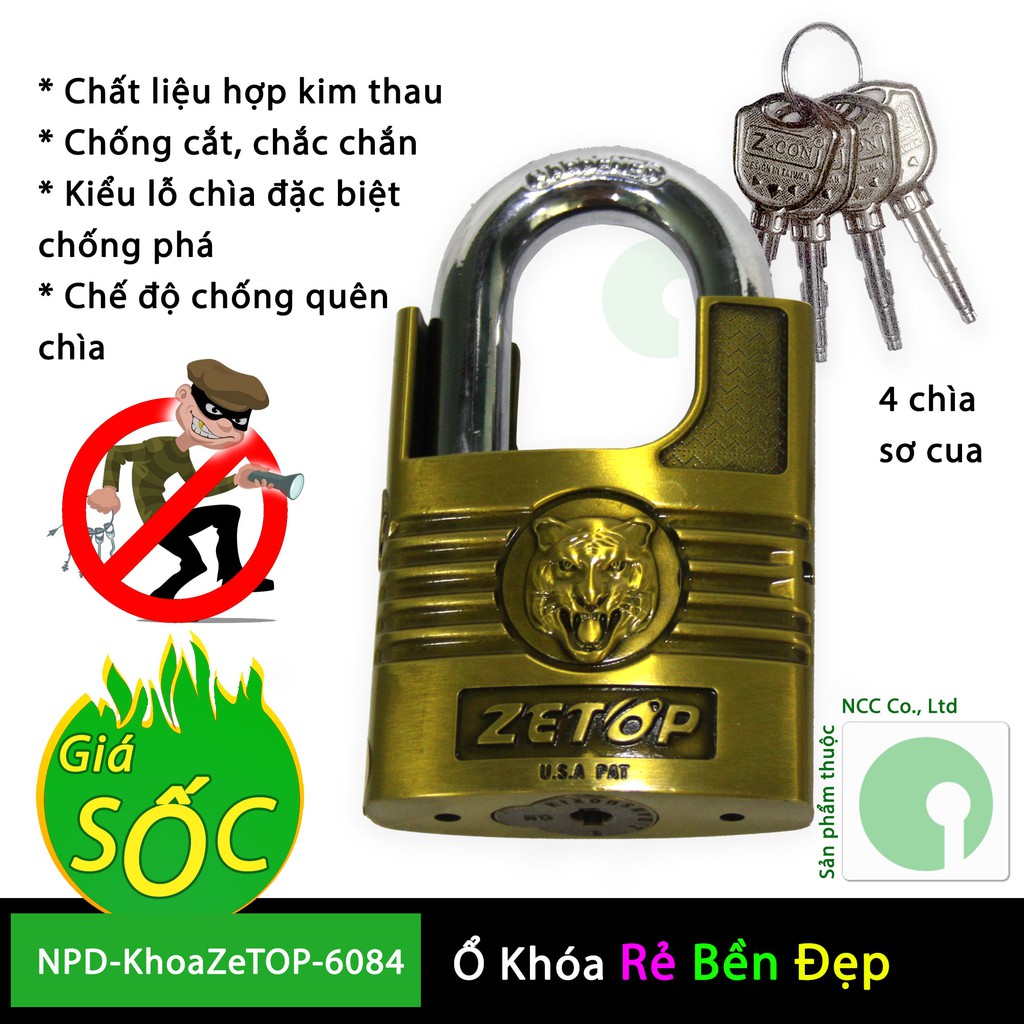 Ổ khóa chống cắt zeTOP cho gia đình - phòng trọ an toàn hơn - NPD-KhoaZeTOP-6084