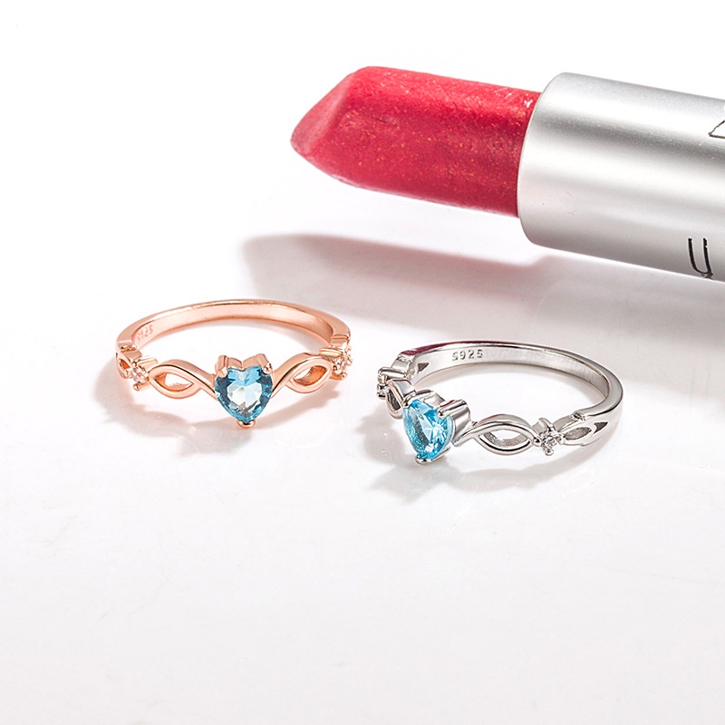 Nhẫn Đồng Đính Đá Zircon Hình Trái Tim Phong Cách Thời Trang Hàn Quốc