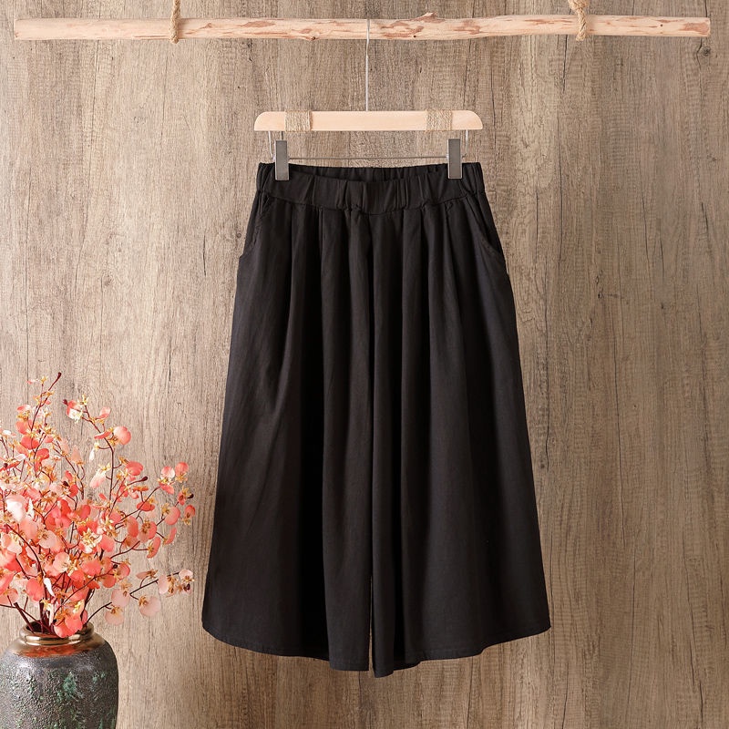 Quần Ống Rộng Lưng Thun 3/4 Size Lớn Cho Nữ