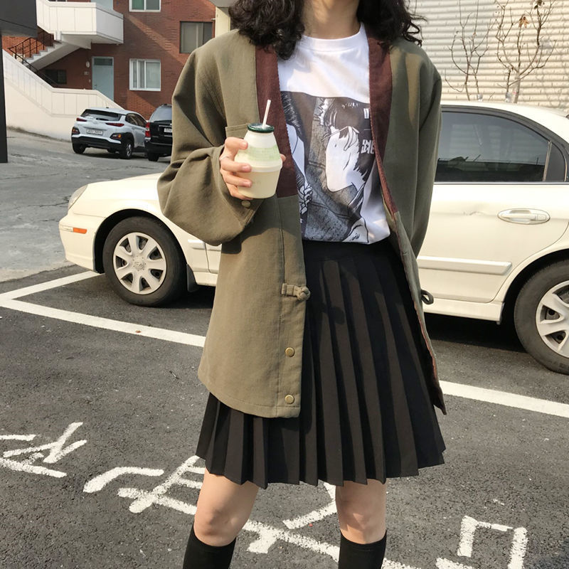 Chân Váy Xếp Ly JK Plain Uniforms Pleated Skirts Korean High Waist Pleated Skirt Slim