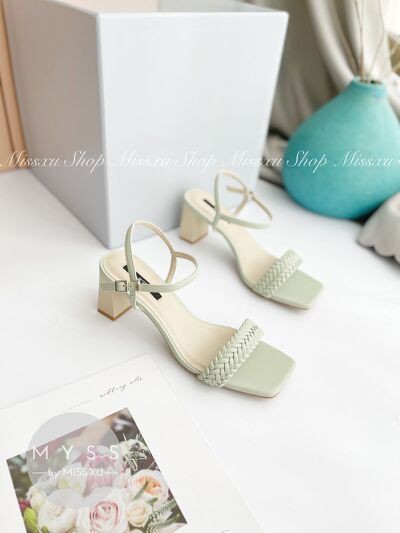Giày sandal nữ quai thắt bím gót trụ 7cm thời trang MYSS - SD124