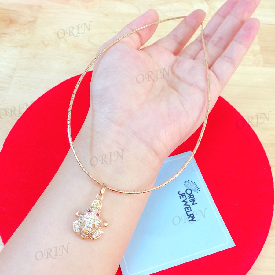 Kiềng đeo cổ nữ dạng kiềng dẻo mặt cóc đính đá ngậm tiền cao cấp Orin D3331 đẳng cấp