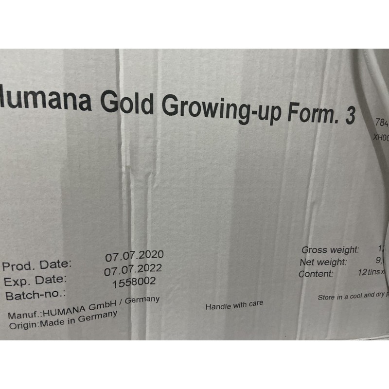 Sữa Humana Gold 3 800gr Date 2022