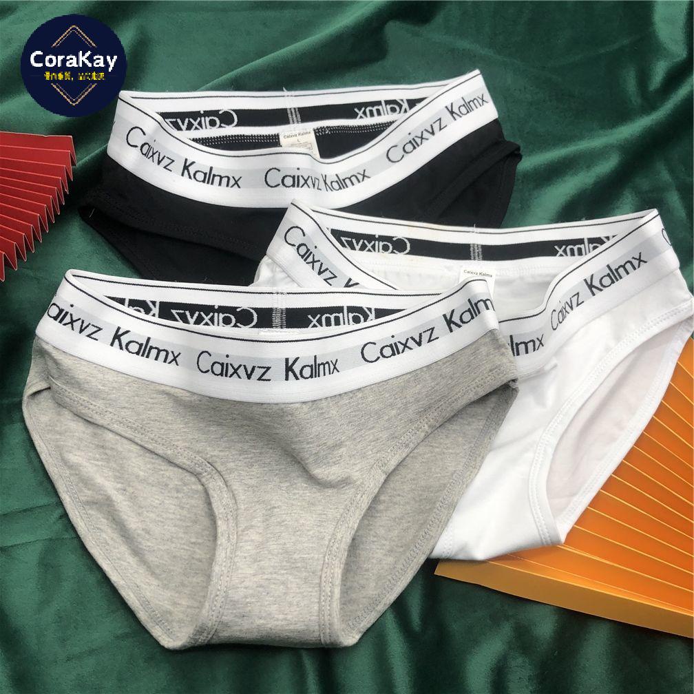 Quần Lót Thể Thao Cotton Nguyên Chất Viền Trắng Bản Rộng In logo CK Kiểu Cổ Điển Thời Trang Cho Nữ