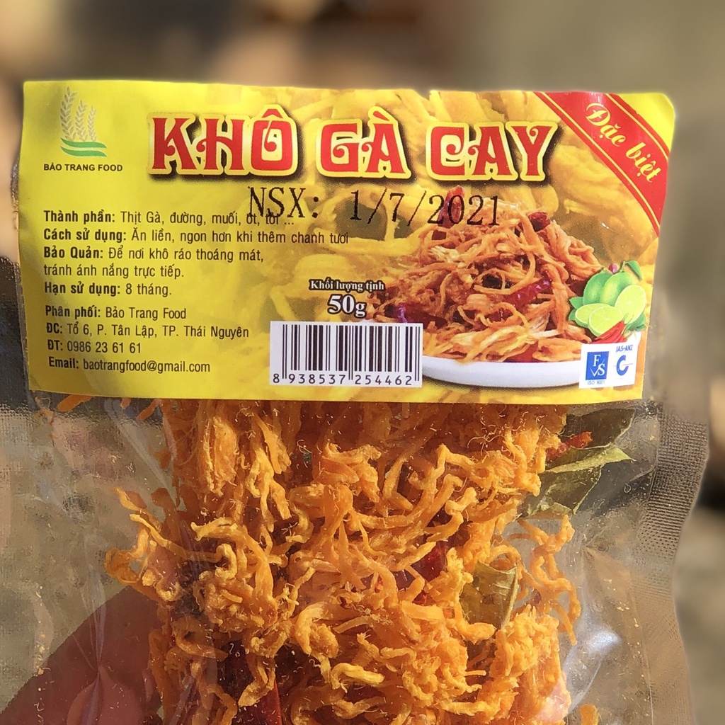 Khô gà cay lá chanh (khay 65g) làm từ 100% ức gà và các gia vị tẩm ướp Ăn Vặt IMINT FOOD | BigBuy360 - bigbuy360.vn