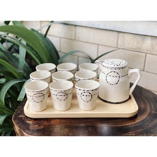 Bộ bình cốc sứ deco phong cách vintage-có bán lẻ cốc- Gốm sứ bát tràng