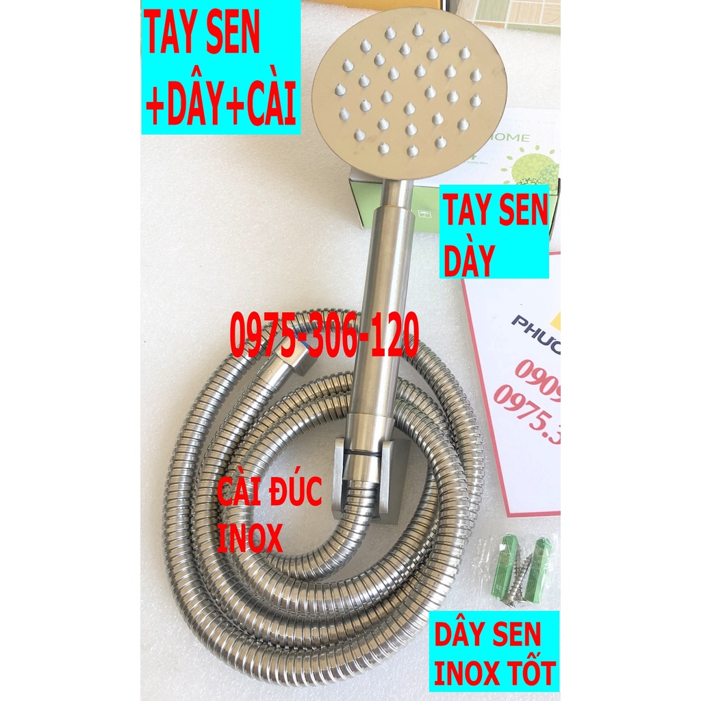 [SALE SỐC] Bộ Tay sen tắm INOX 304 TS2 Và Dây Sen và Cài Sen TAY SEN TRÒN INOX, tia sen hạt to nước mạnh