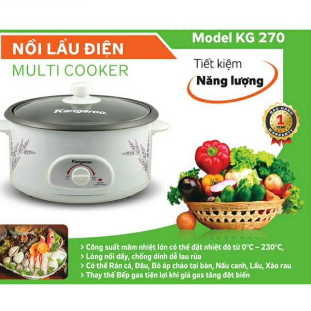 Nồi lẩu điện Kangaroo 3 lít KG270