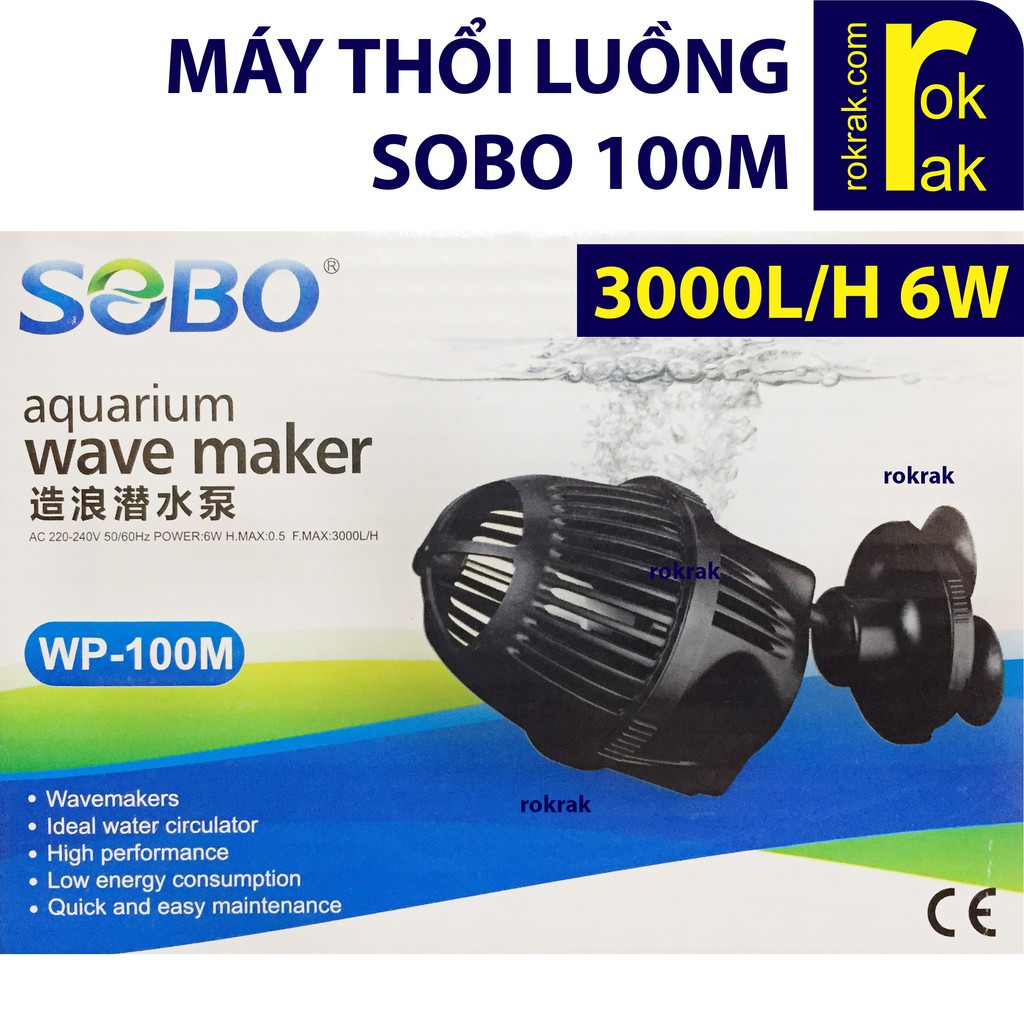 Máy thổi luồng, tạo sóng 1 đầu SOBO WP-100M 6W cho hồ cá