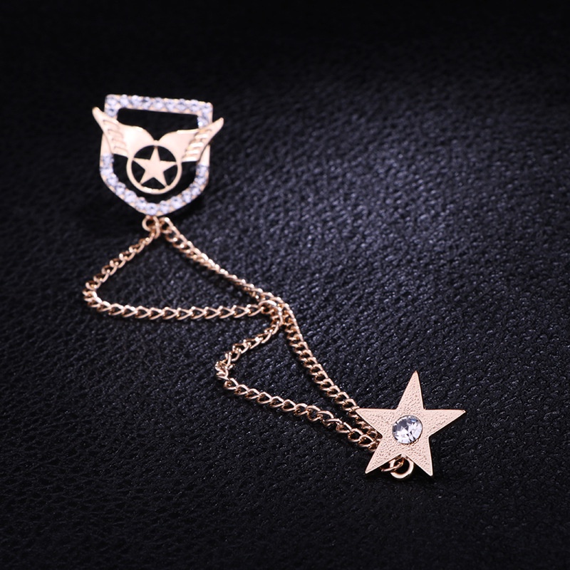 EFAN Ghim Cài Áo Hình Ngôi Sao Năm Cánh Đính Đá Thời Trang Cho Nam