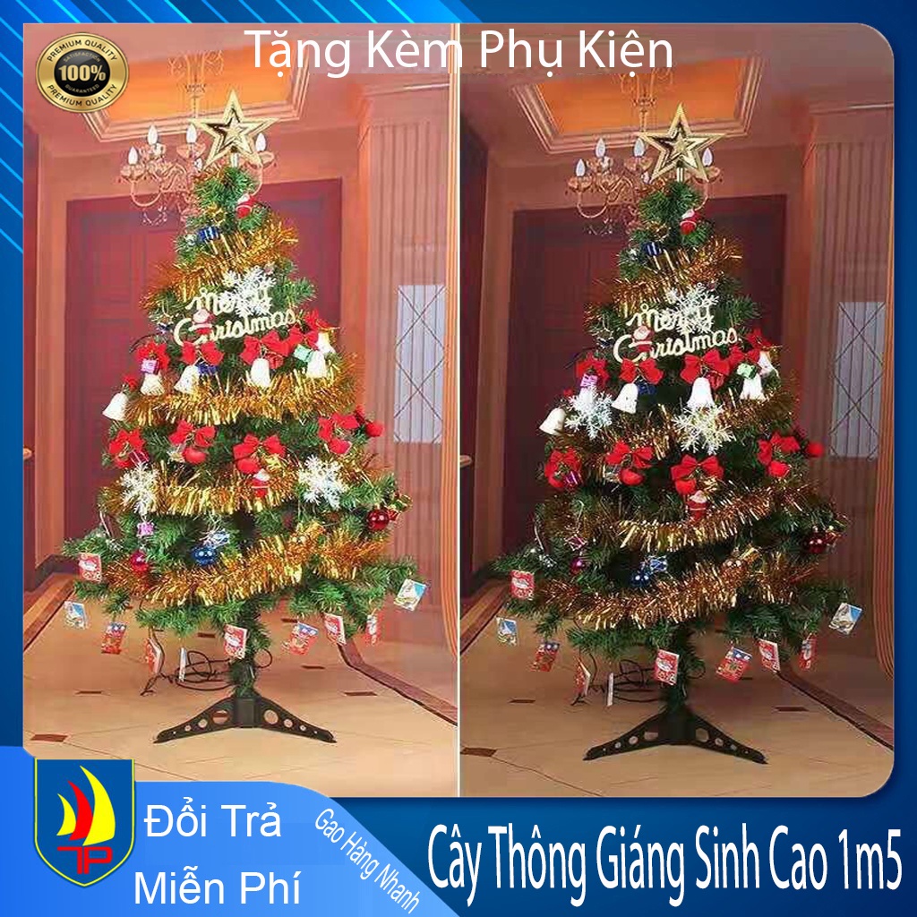 [FLASH SALE]Cây thông noel 1m5 FULL phụ kiện và đèn LED mẫu 2021