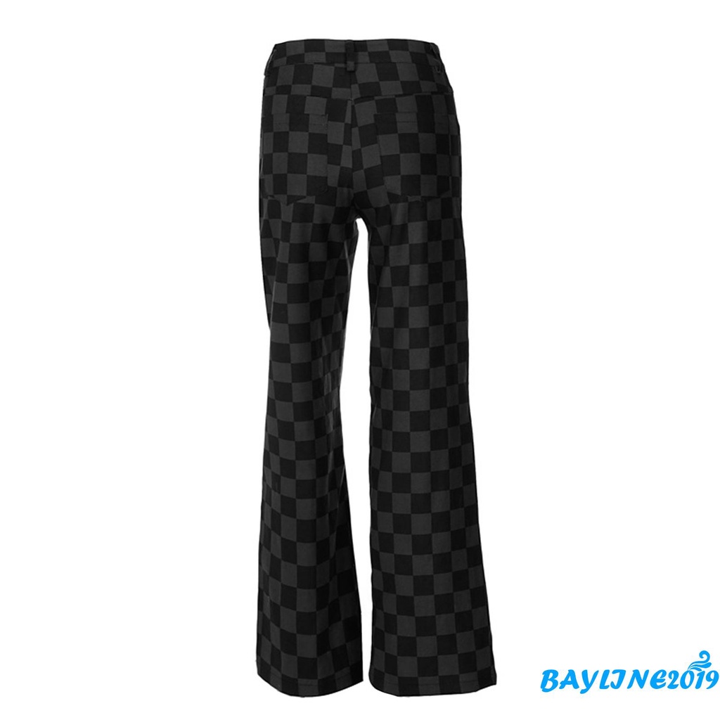 Quần ống rộng Họa Tiết Ca Rô Trẻ Trung Dành Cho Nữ