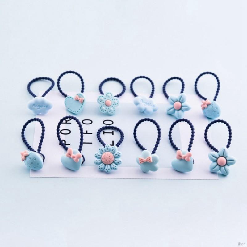 Set 12 Dây Buộc Tóc Hoạt Hình Dễ Thương Cho Bé Gái