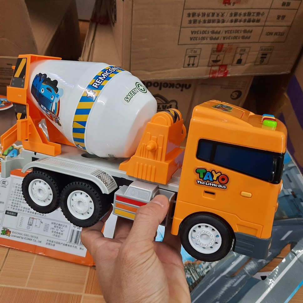 Xe bê tông Chris tayo the little bus đồ chơi trẻ em mô hình xe bằng nhựa có âm thanh và đèn