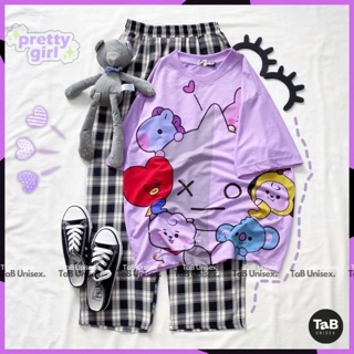Sét áo bt21 tím + quần kẻ đen