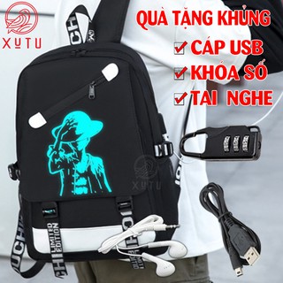 Balo nam nữ đi học Luffy phát sáng dạ quang Xutustore TẶNG (Cáp USB+Khóa số+Tainghe) - Cặp đi học HOT