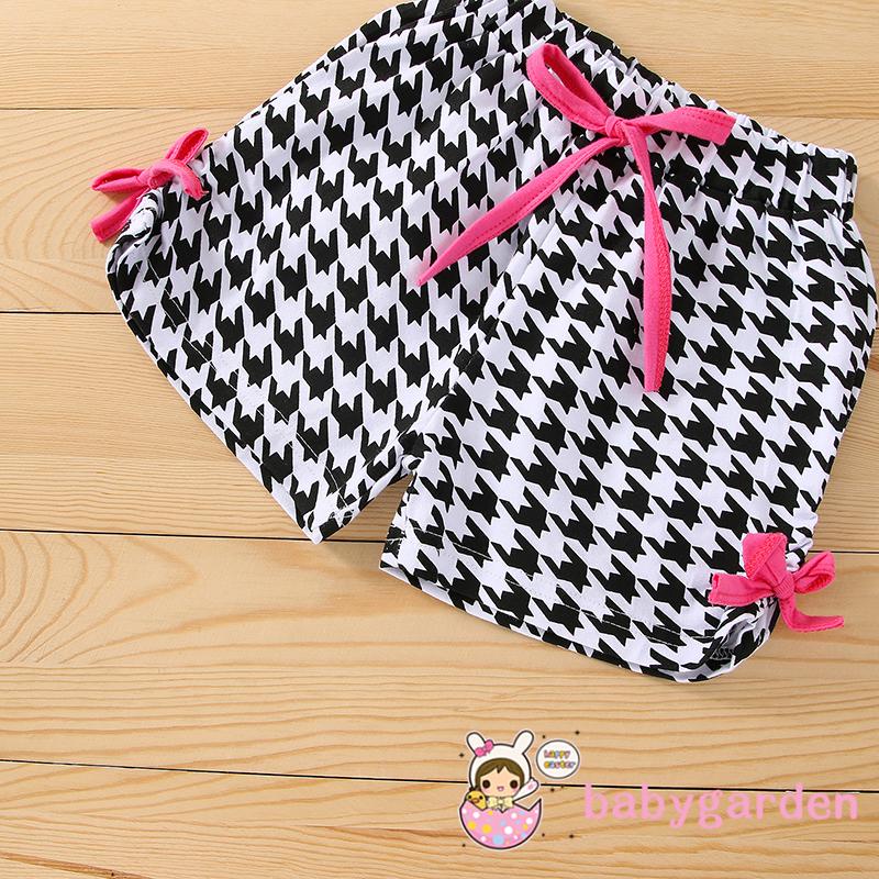 Bộ Áo Dây In Chữ + Quần Short Thắt Nơ Đáng Yêu Cho Bé Gái 6 Tháng Tuổi-4 Tuổi