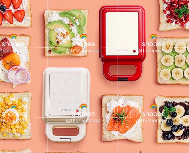 TORSOM 4 KHAY MÁY ÉP SANDWICH BÁNH MÌ LÀM ĐỒ ĂN BẢO HÀNH 12 THÁNG