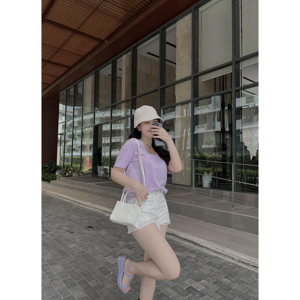 ÁO CỔ TIM TRƠN FORM RỘNG TAY NGẮN (TH)