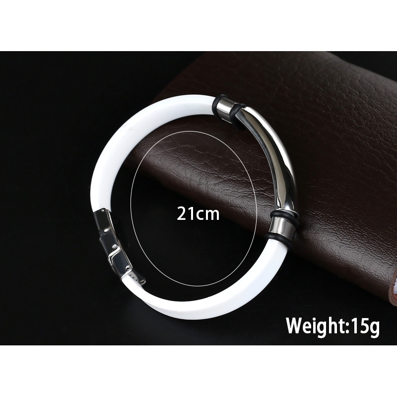 Vòng Tay Silicon Mềm Phối Thép Titan Không Gỉ Thời Trang Vintage 2021 Cho Nam