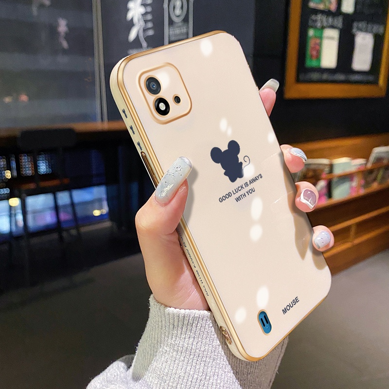 Ốp Điện Thoại Viền Mạ Chống Sốc Họa Tiết Chuột Đơn Giản Cho Realme C20 C20A Narzo 50i C11 2021