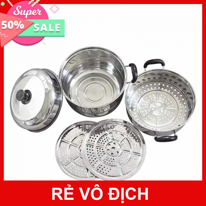[Hot]-[ Siêu Khuyến Mại] - Nồi Hấp Inox 3 Tầng
