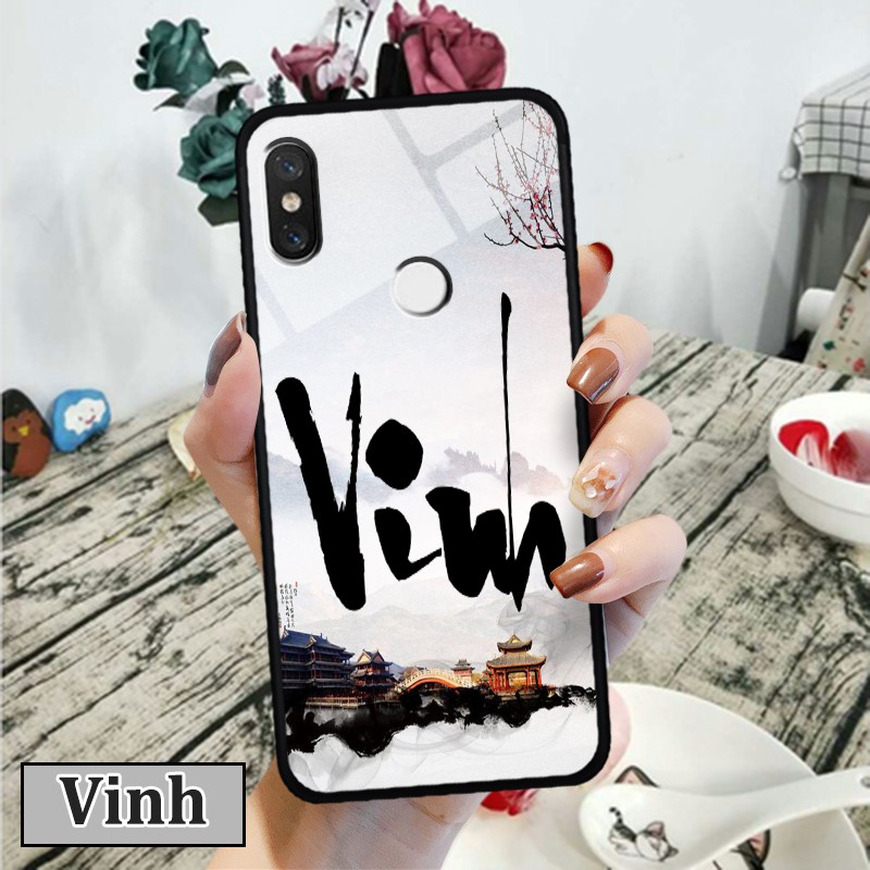 Ốp lưng kính 3D Xiaomi Mi 6X/ Mi A2 -in chữ thư pháp ý nghĩa