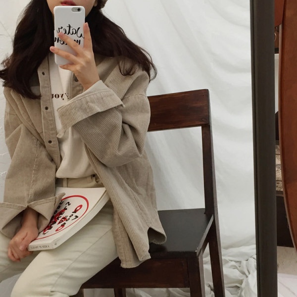 SUXI Áo Khoác Tay Dài Oversize Phong Cách Vintage Thời Trang Cho Nữ