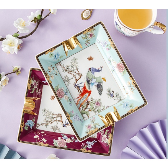 gạt tàn thuốc lá cao cấp sứ xương. FREESHIPGạt tàn thuốc lá Hoàng Gia họa tiết thủ công tinh xảo cao cấp sang trọng