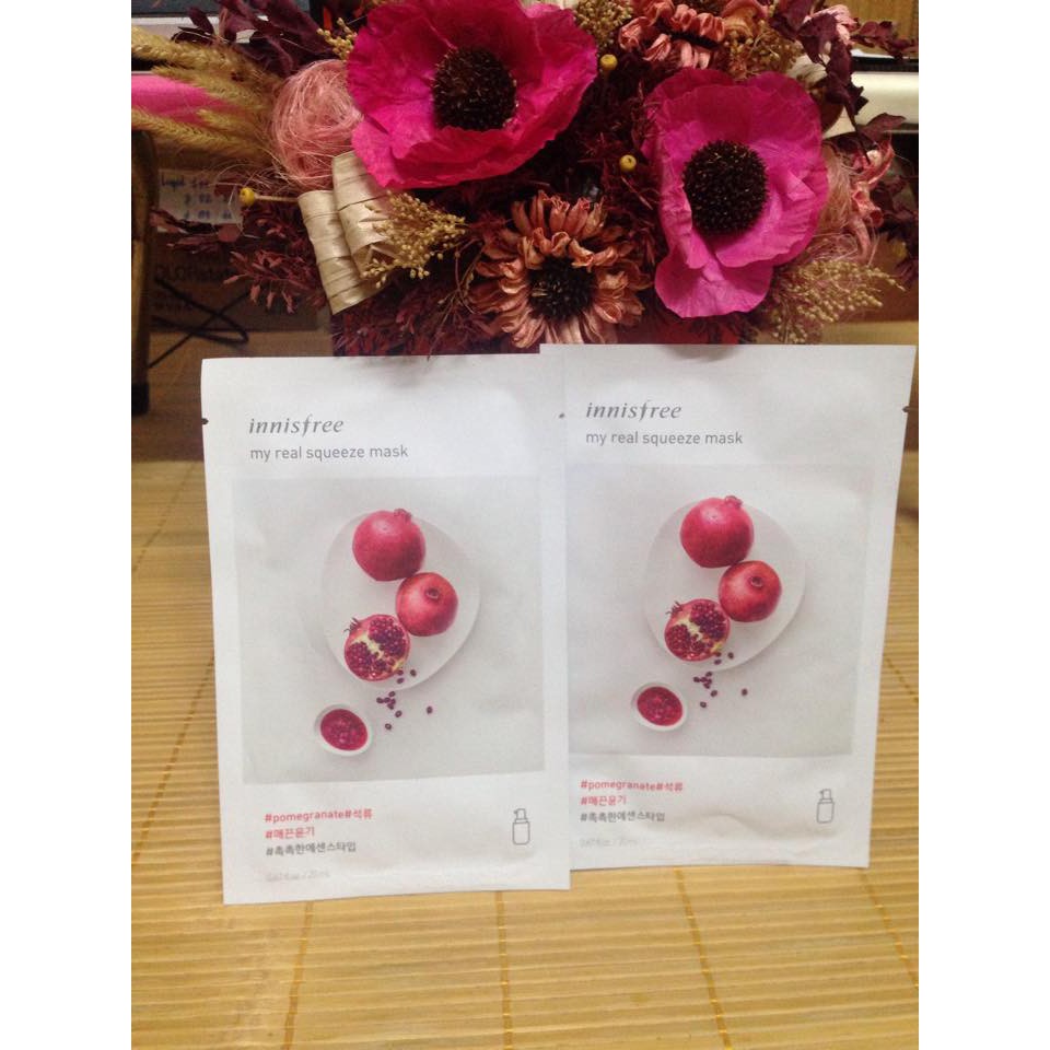 Mặt nạ lựu đỏ innisfree -Mặt Nạ Dưỡng Ẩm Chiết Xuất Quả Lựu - 20ml My Real Squeeze Mask - Pomegranate_milani