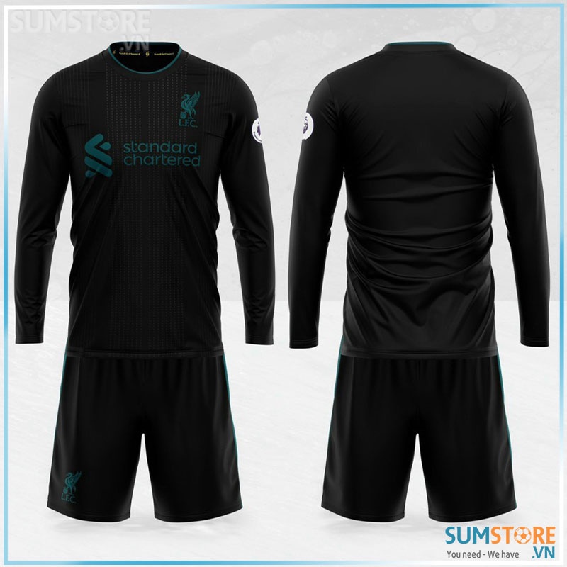 Bộ đồ đá bóng CLB Liverpool Đen Dài Tay - Đồ đá banh